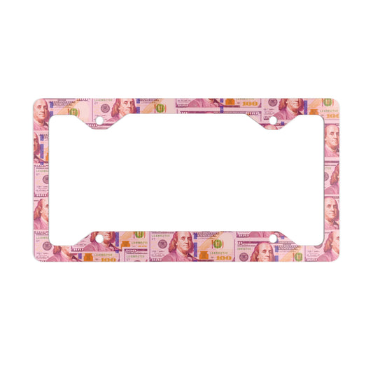 Pink Benjamin Universal Fit Metal License Plate Frame